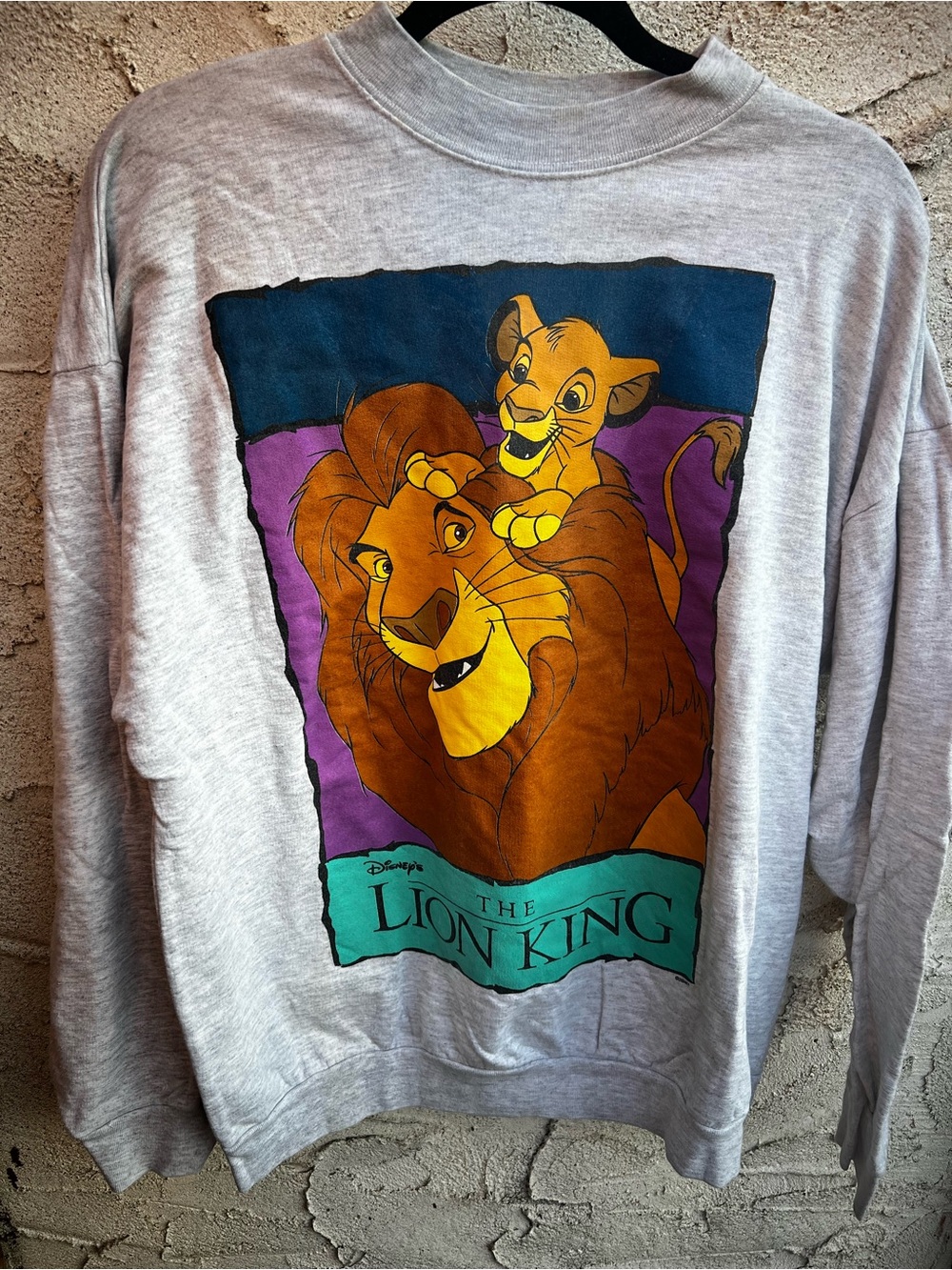 90’s The Lion King Mufasa & Simba Adult Longsleeve- Light Gray